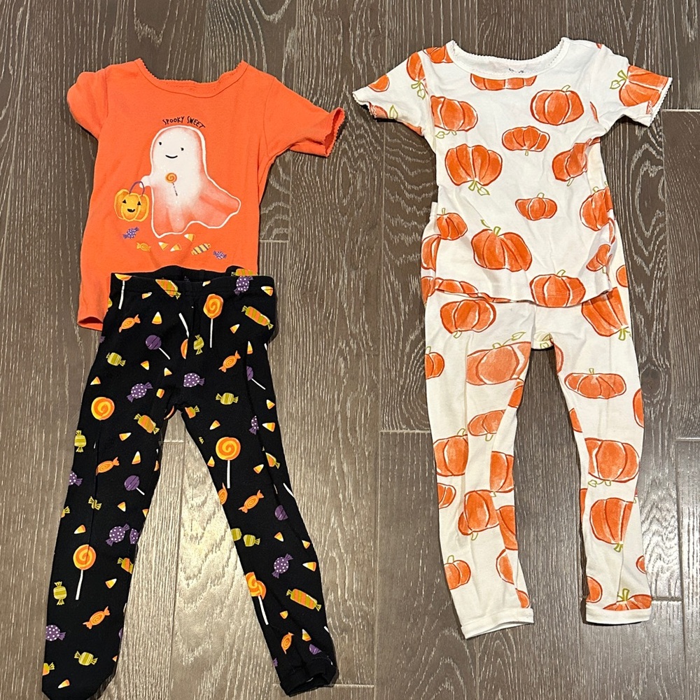 Carter's Halloween Pajama Set with Orange Ghost Top & Pumpkin Print Sleeper